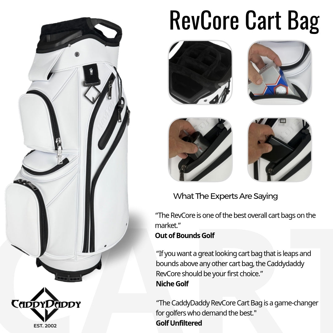 RevCore Lux Golf Cart Bag | 14 Way Velvet Lined Dividers