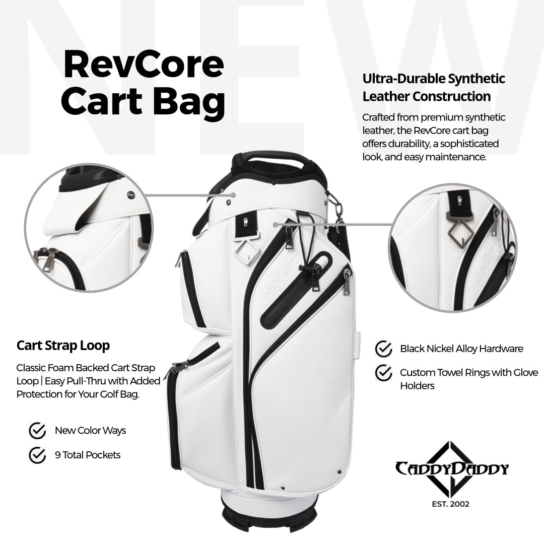 RevCore Lux Golf Cart Bag | 14 Way Velvet Lined Dividers