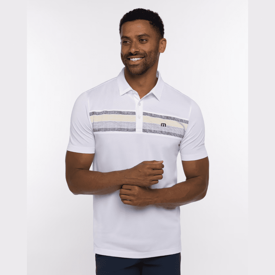 TravisMathew Men's Luna Sol Golf Polo, Large, White