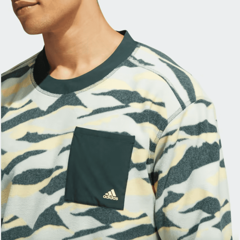 Adidas Texture-Print Crew Sweatshirt - Green