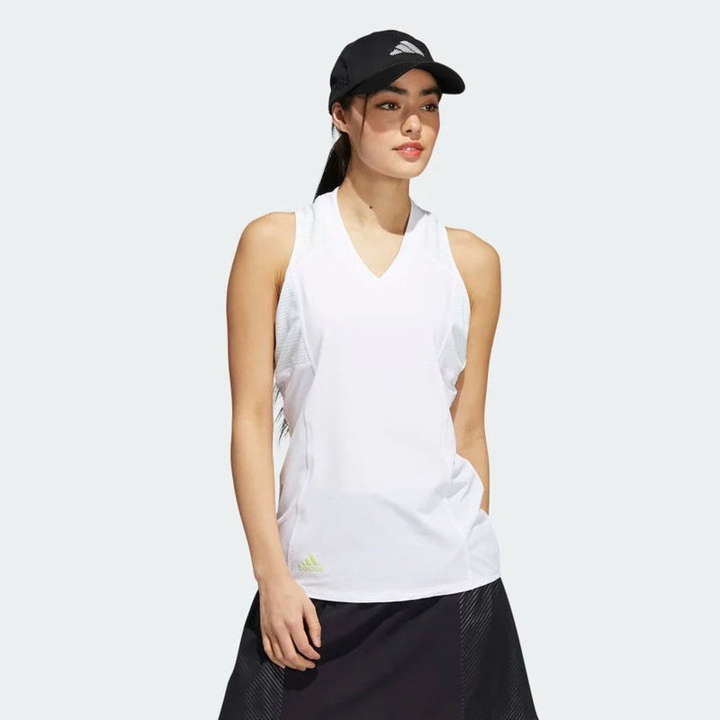 Adidas Ladies HEAT.RDY Sleeveless Polo Shirt - White