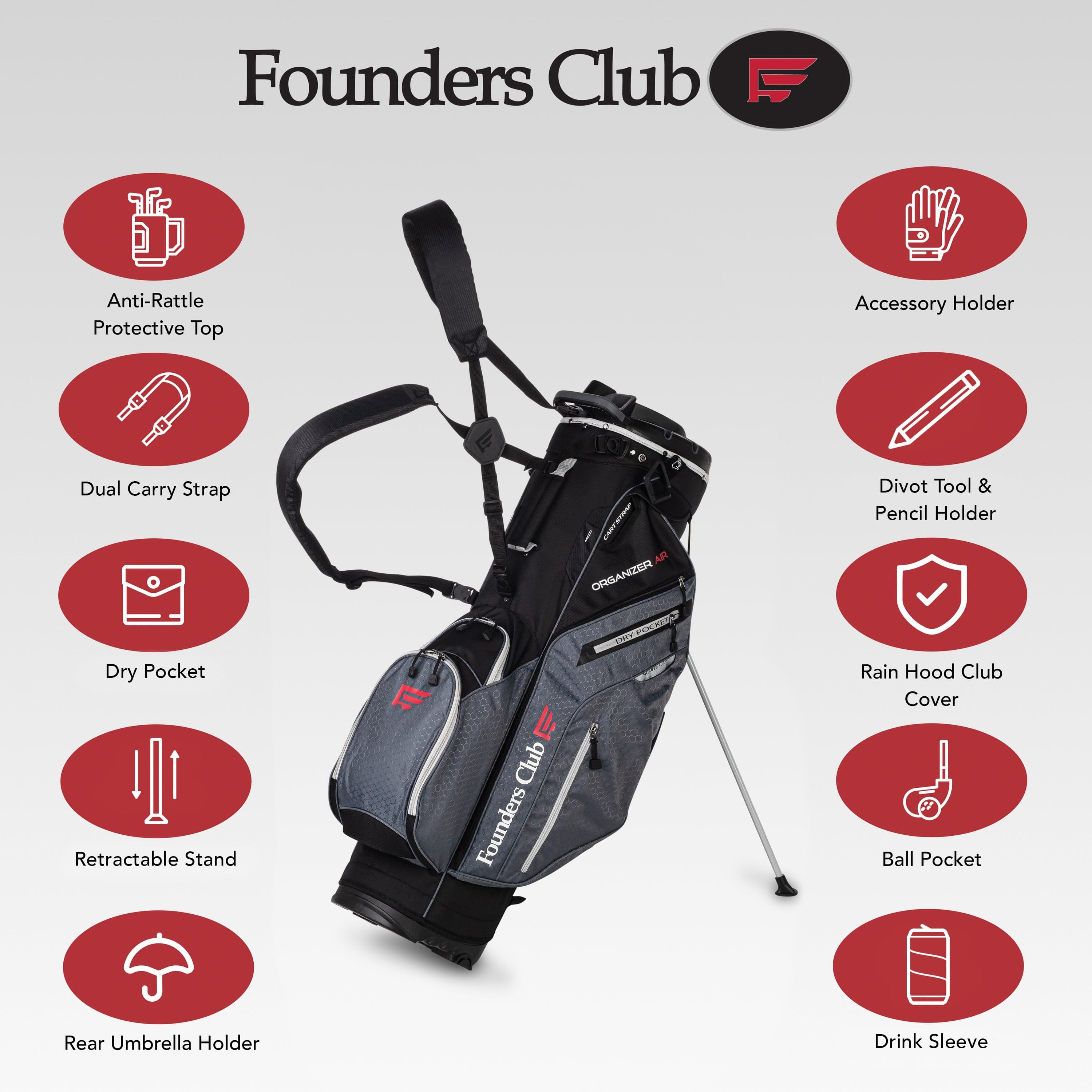 Founders Club 3rd Generation Organizer Men s Golf Stand Bag with 14 Wa