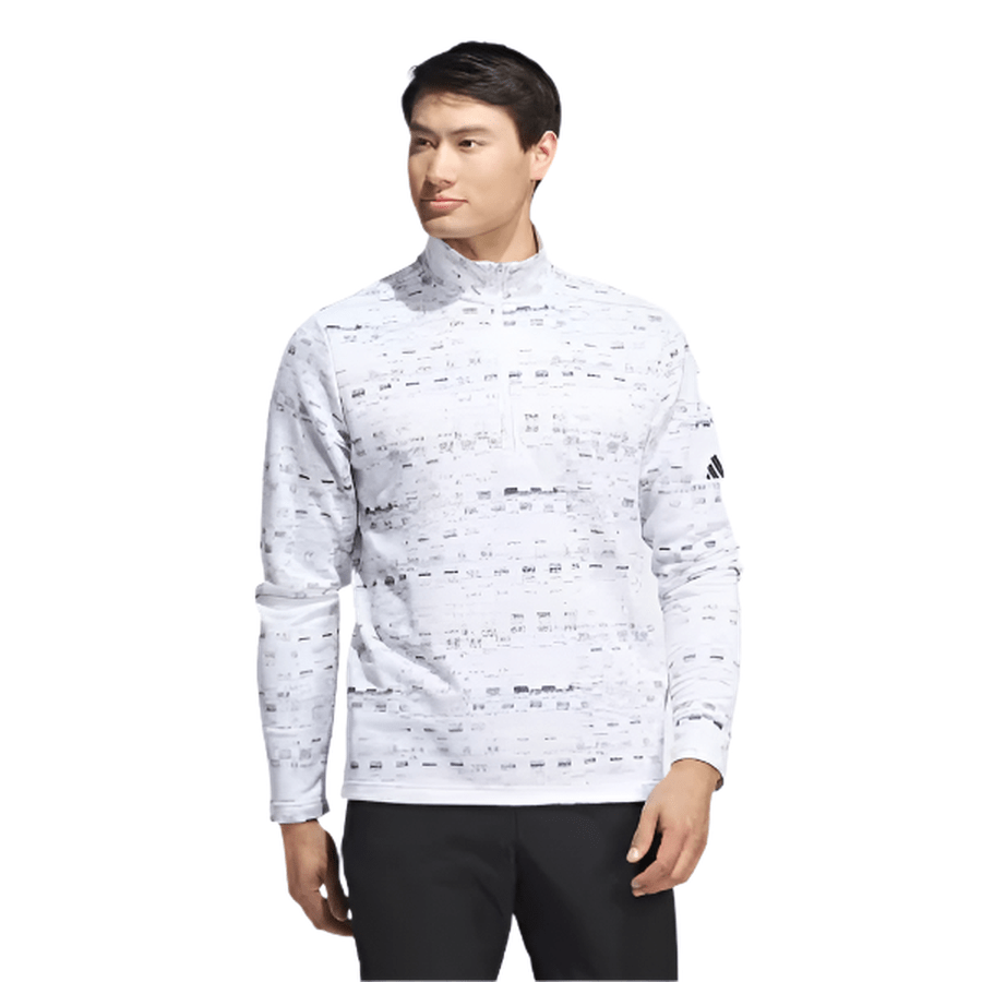 Adidas Core Printed Quarter Zip Pullover - White