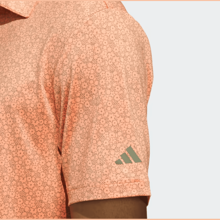 Adidas Men s Ultimate365 Allover Print Golf Polo Shirt Coral Fusion S