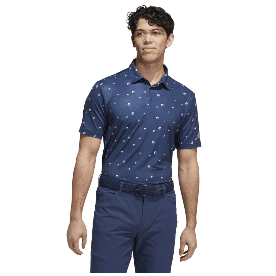 Adidas Ultimate365 Allover Print Golf Polo Shirt - Blue