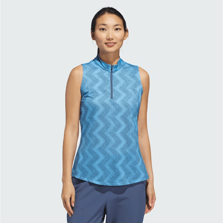 Adidas Ultimate365 Ladies Ottoman Printed Sleeveless Polo Shirt