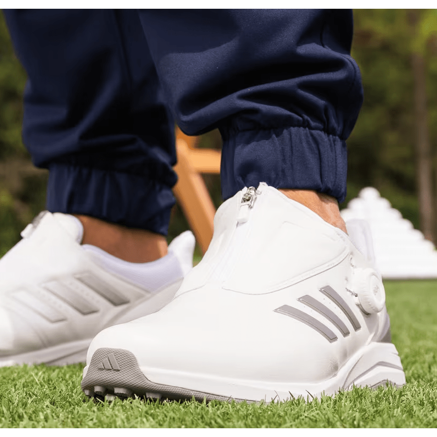 Adidas Solarmotion BOA Wide 24 Mens Golf Shoe White Cloud White Silver Metallic Blue Burst 10.5