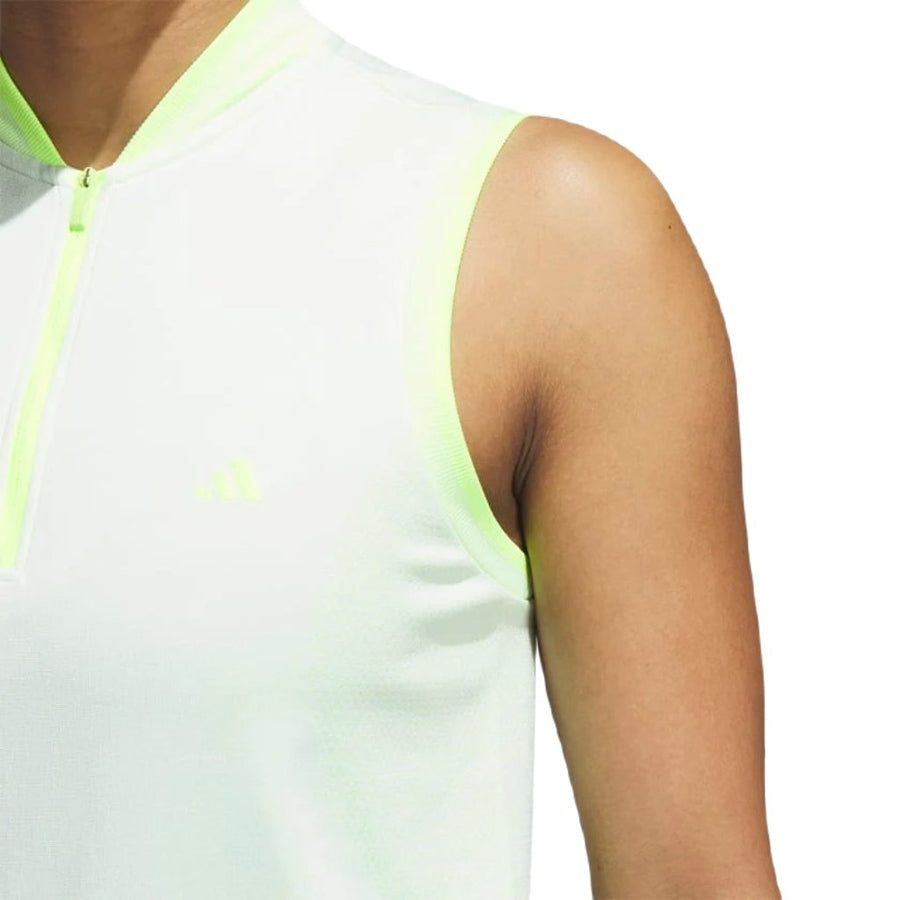 Adidas Ladies Ultimate365 Tour PRIMEKNIT Sleeveless Polo Shirt - White