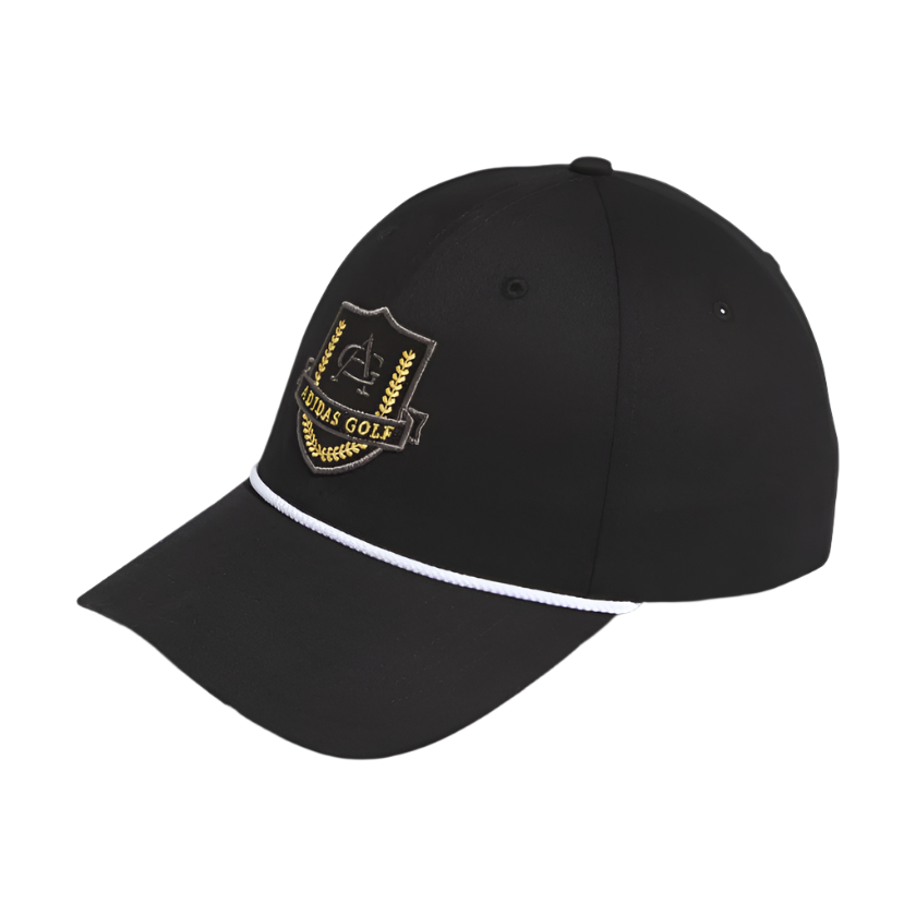 Vintage Six-Panel Shield Hat - Black