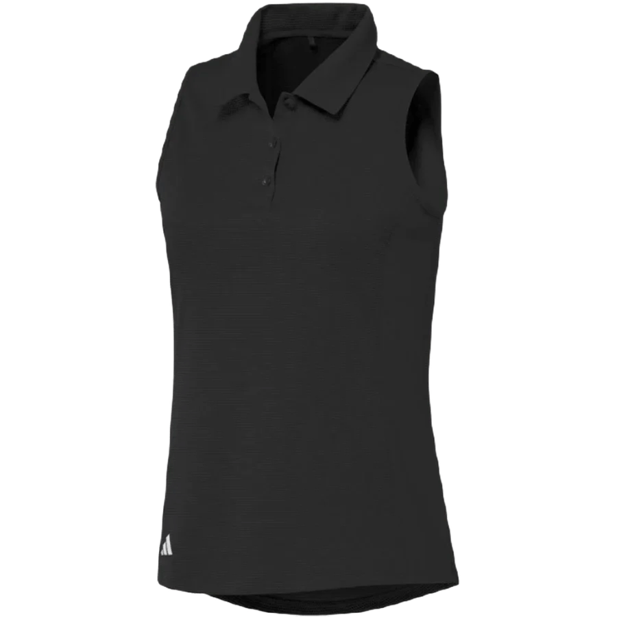 Adidas Ladies Texture Sleeveless Polo Shirt - Black