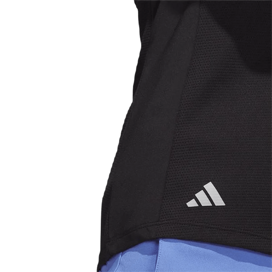 Adidas Ladies Texture Sleeveless Polo Shirt - Black