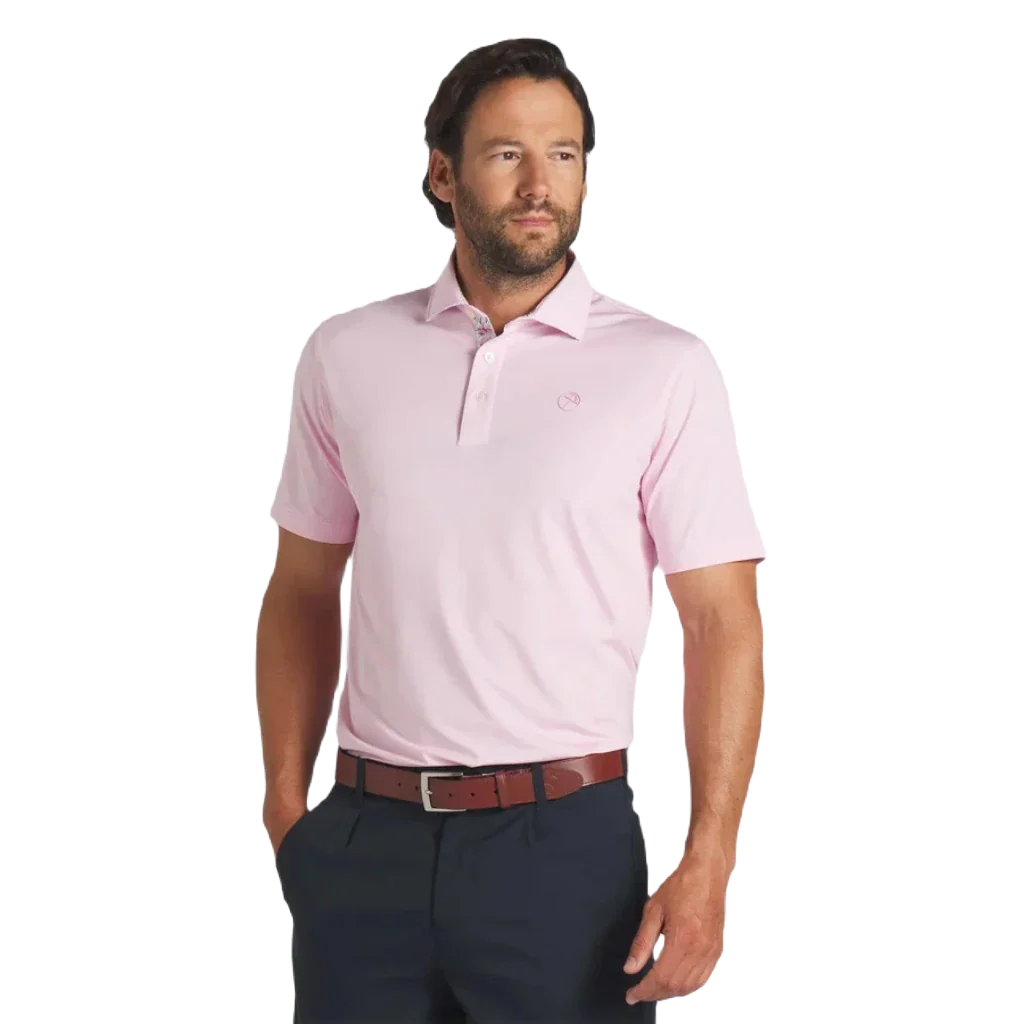 Pure AP Floral Trim Golf Polo - Pink