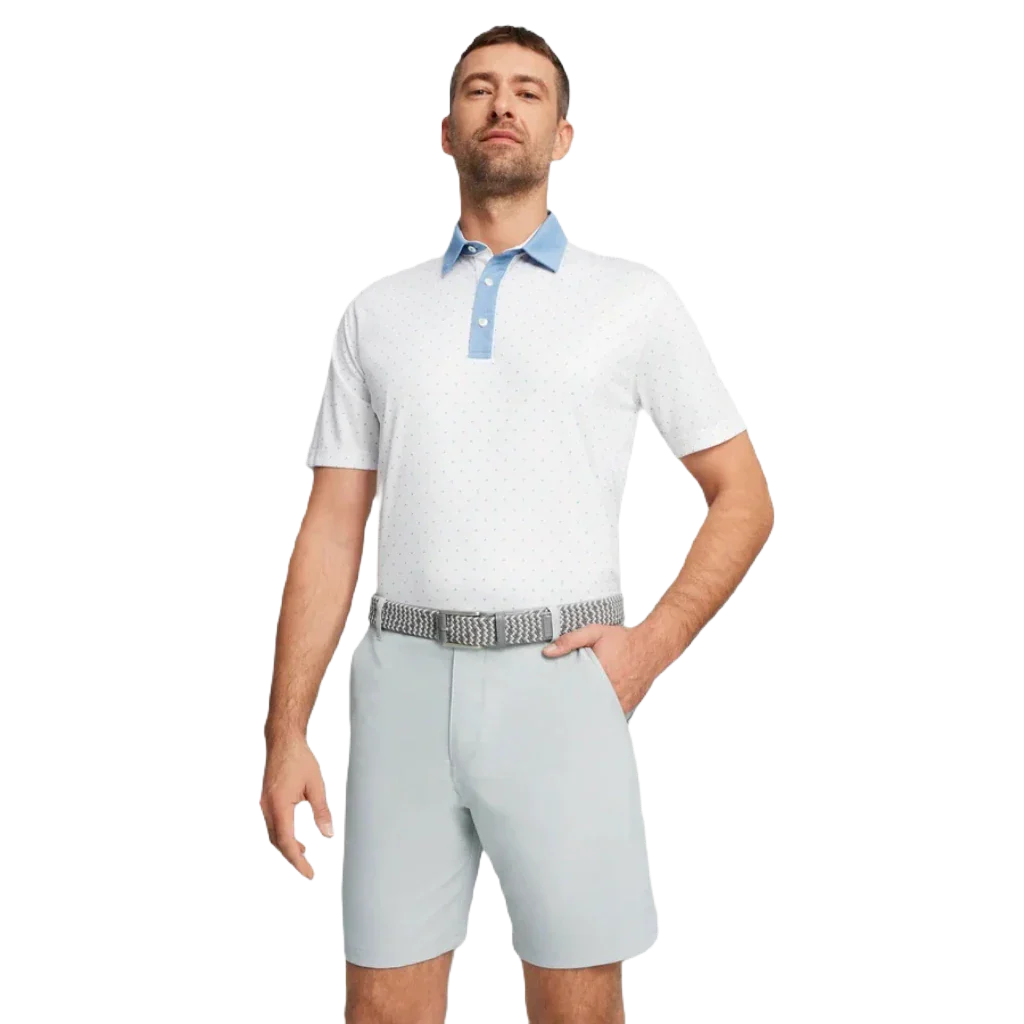 Pure Geo Golf Polo - White/Blue