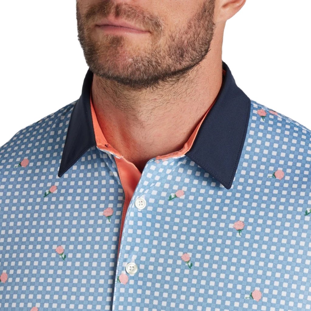 Puma Pique Gingham Golf Polo - Blue