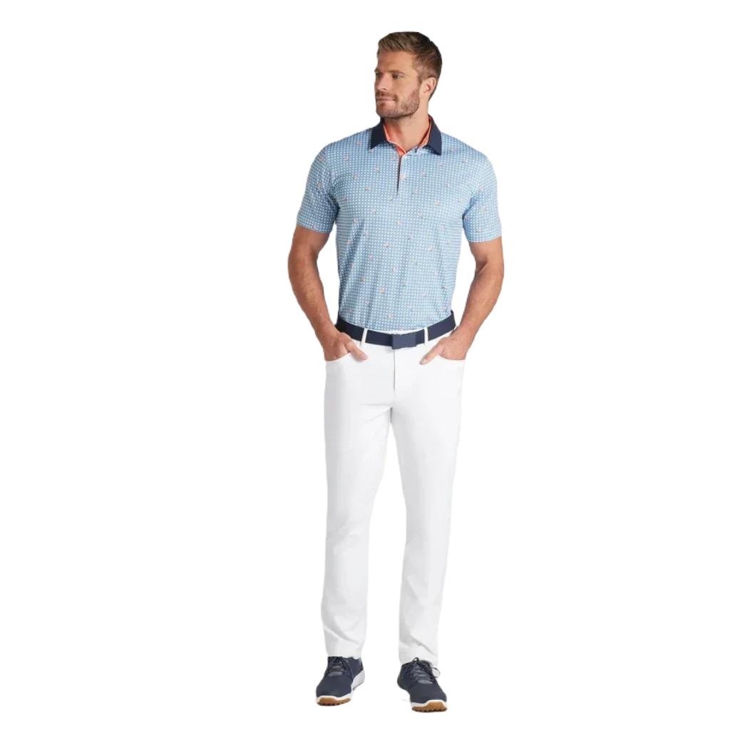 Puma Pique Gingham Golf Polo - Blue