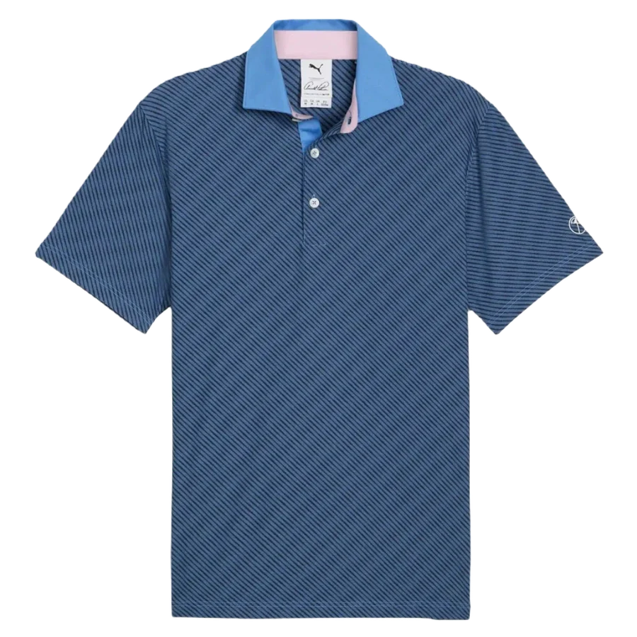 Puma AP Jacquard Stripe Golf Polo - Blue