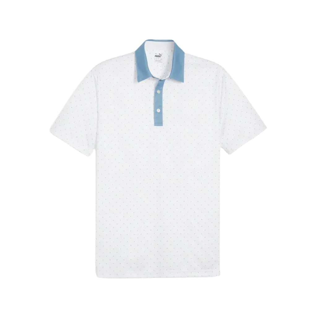 Pure Geo Golf Polo - White/Blue