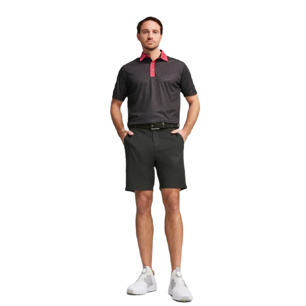 Pure Geo Golf Polo - Black/Pink