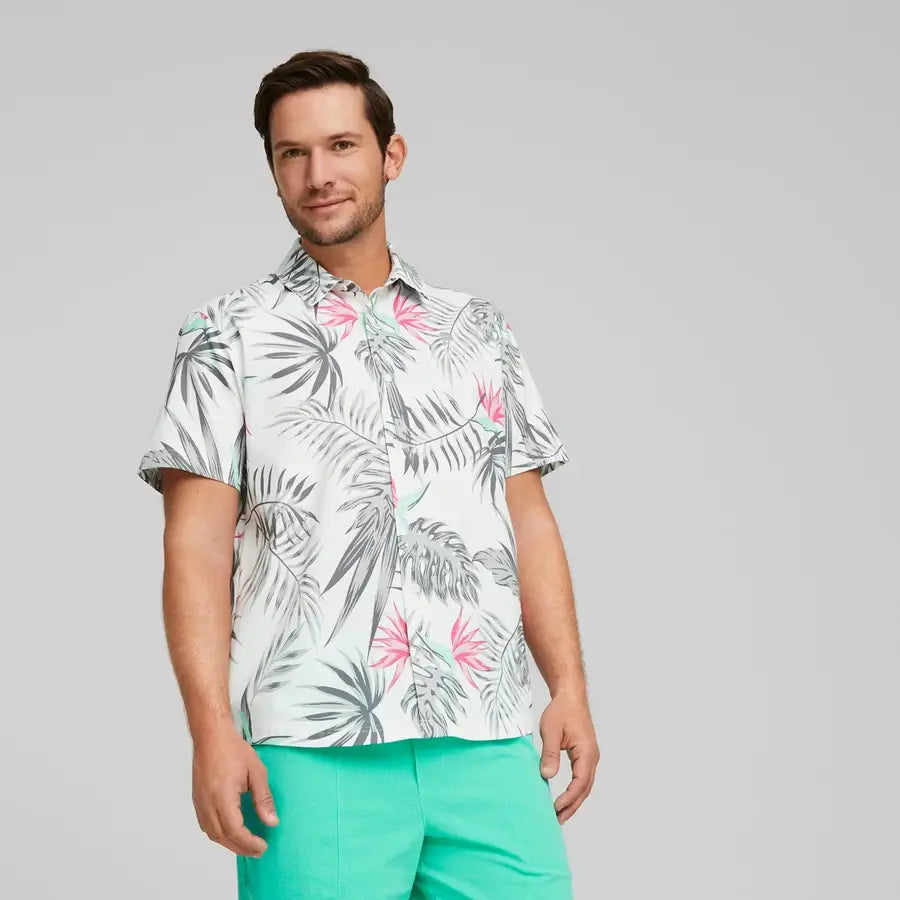 Puma x PTC Paradise Button Down Golf Shirt Bright White S