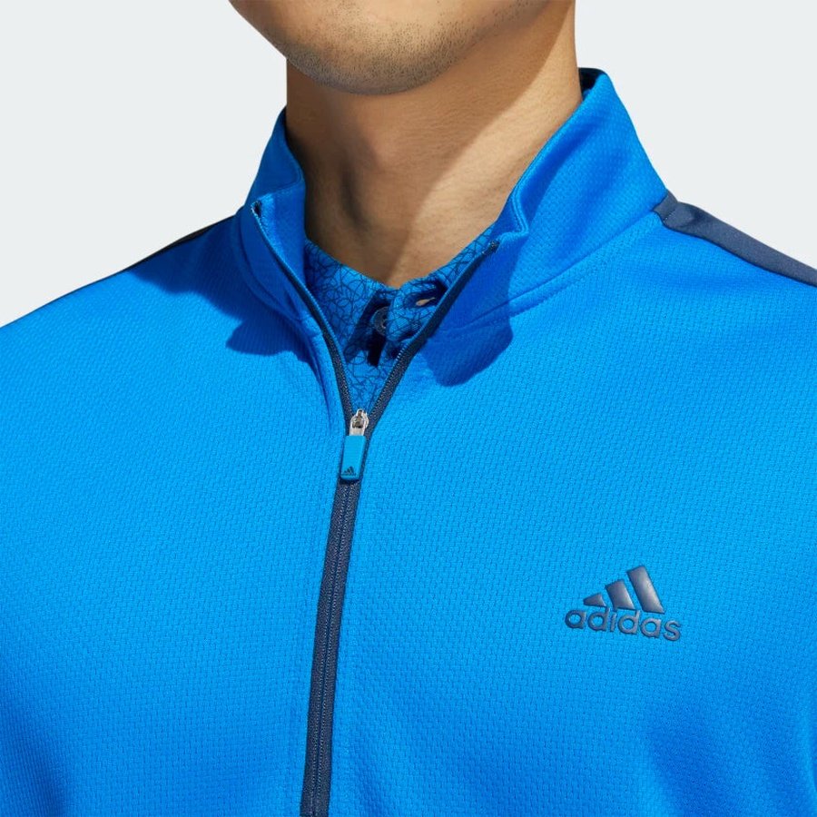 Adidas Colorblock Quarter-Zip Pullover - Blue