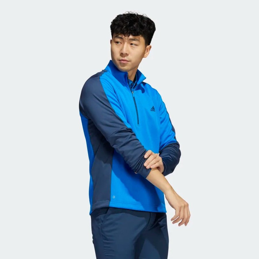 Adidas Colorblock Quarter-Zip Pullover - Blue