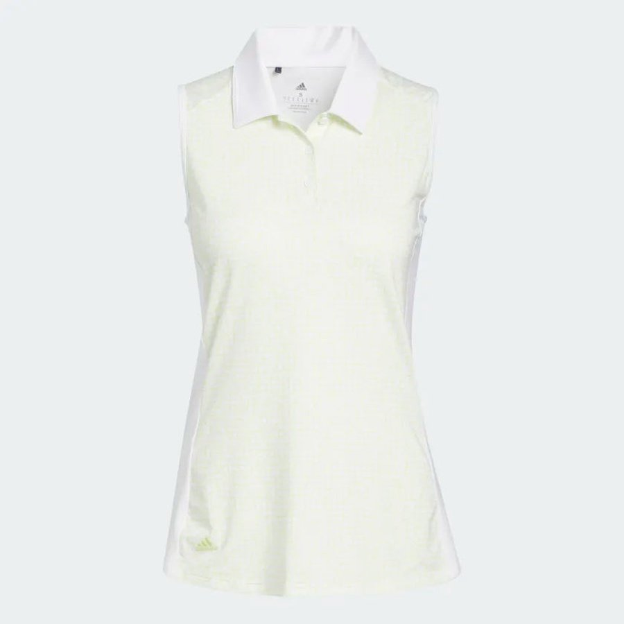 Adidas Ladies Ultimate 365 Printed Sleeveless Polo - White