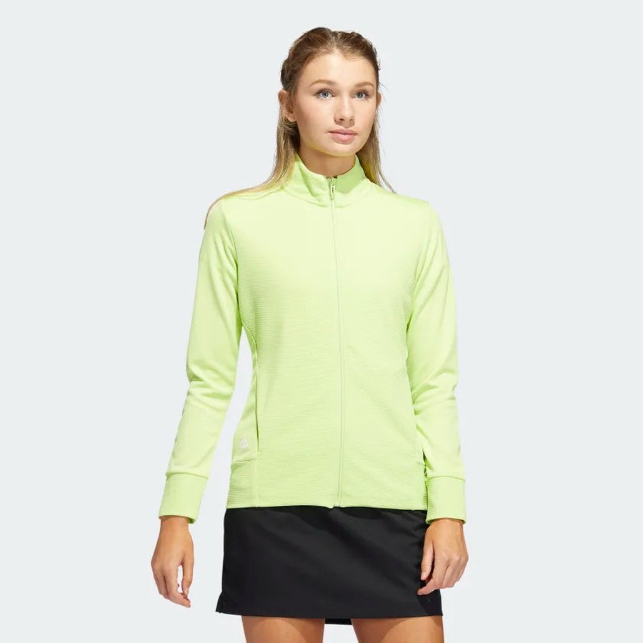 Adidas Ladies Textured Full-Zip Jacket - Green