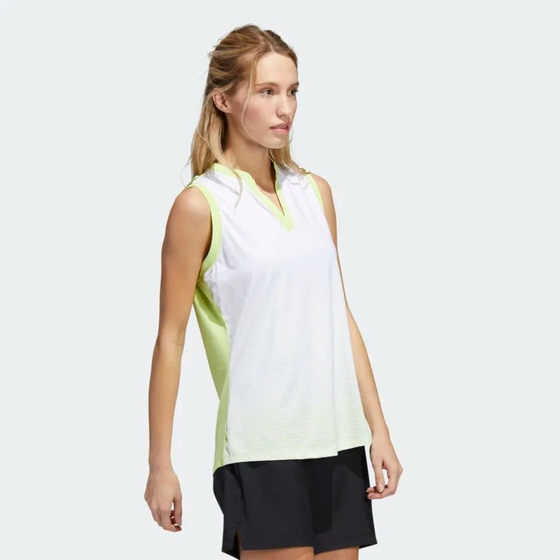 Adidas Ladies Sport Performance Gradient Sleeveless Polo Shirt - White