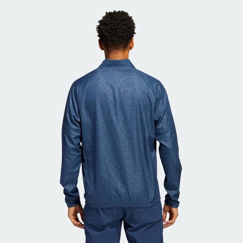 Adidas Debossed Quarter-Zip Pullover - Blue