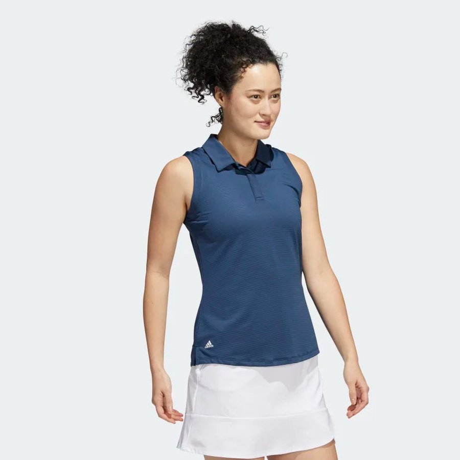 Adidas Ladies Sleeveless Polo Shirt - Navy