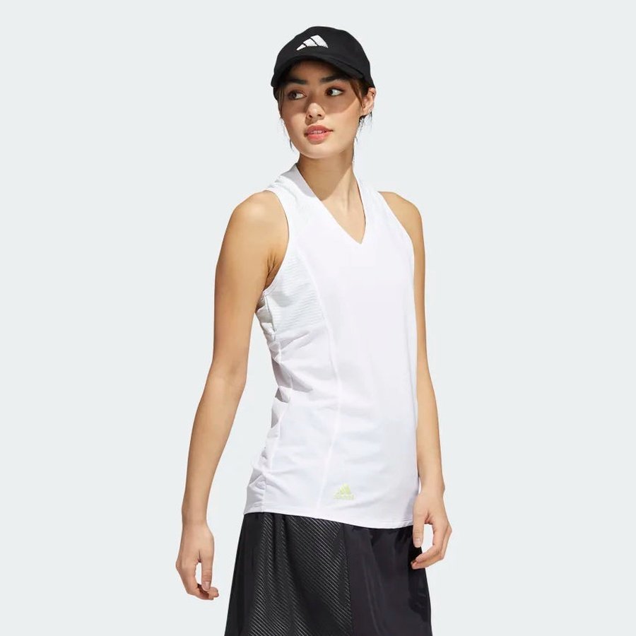 Adidas Ladies HEAT.RDY Sleeveless Polo Shirt - White