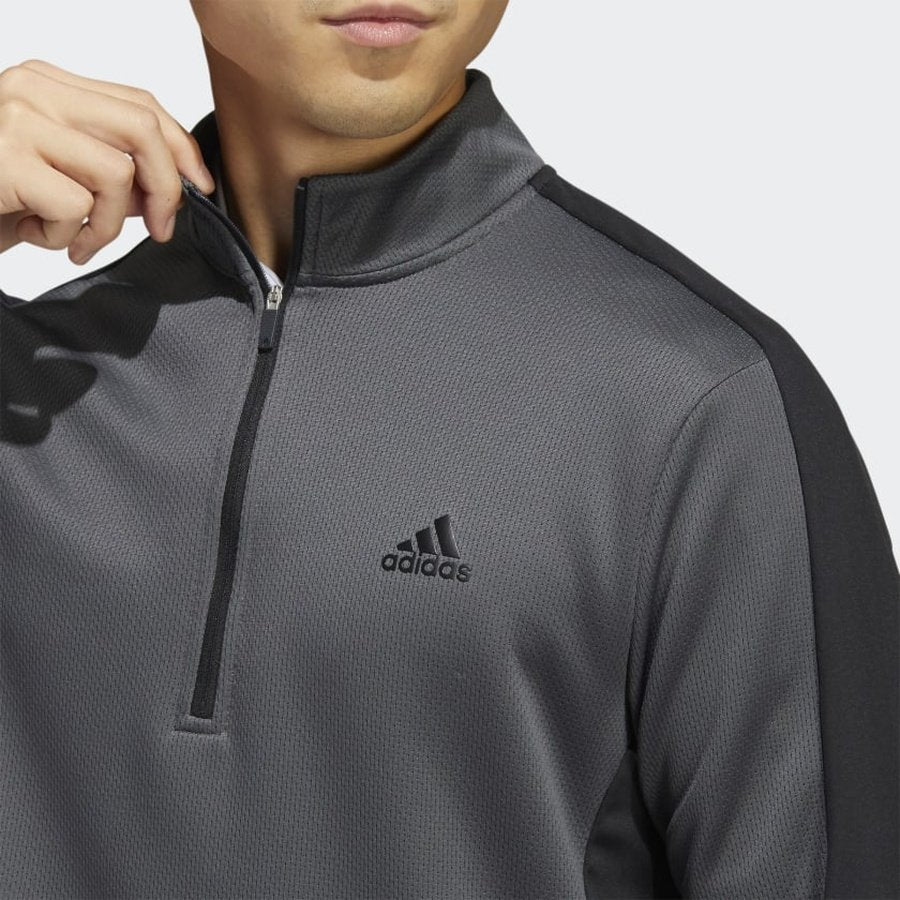 Adidas Colorblock Quarter-Zip Pullover - Grey