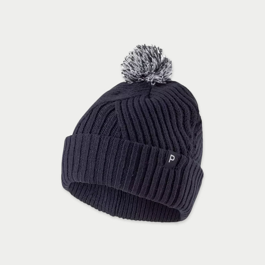 Ladies Puma Removable Pom P Beanie Navy/Bright White