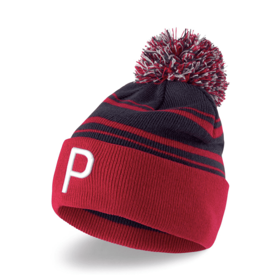 Men's Puma P Removable Pom Beanie Navy Blazer/Persian Red