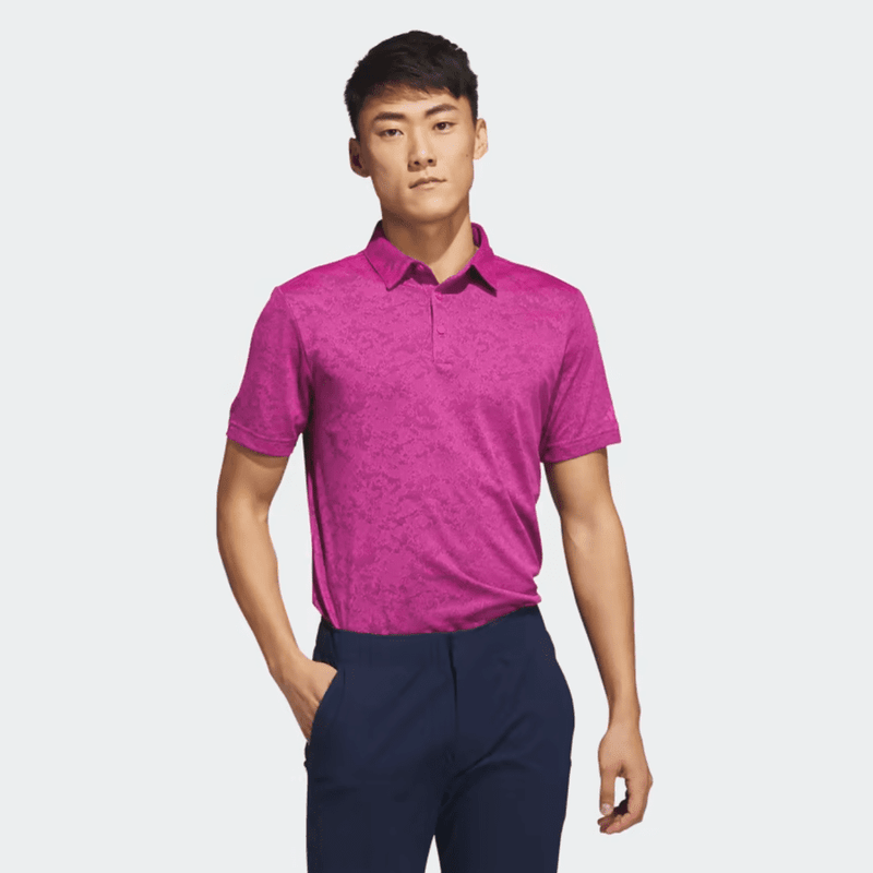 Adidas Textured Jacquard Polo Shirt - Pink