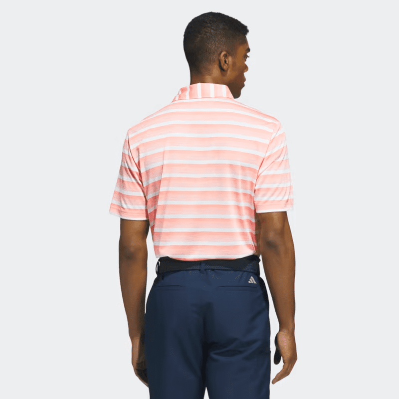 Adidas Two-Color Striped Polo Shirt - Peach