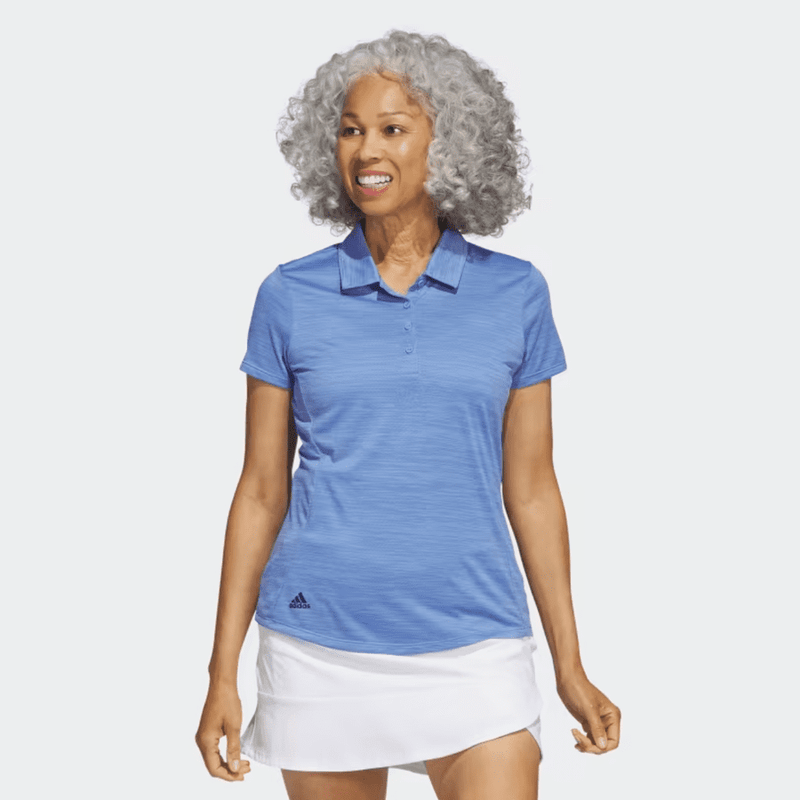Adidas Ladies Space-Dyed Short Sleeve Polo Shirt - Blue