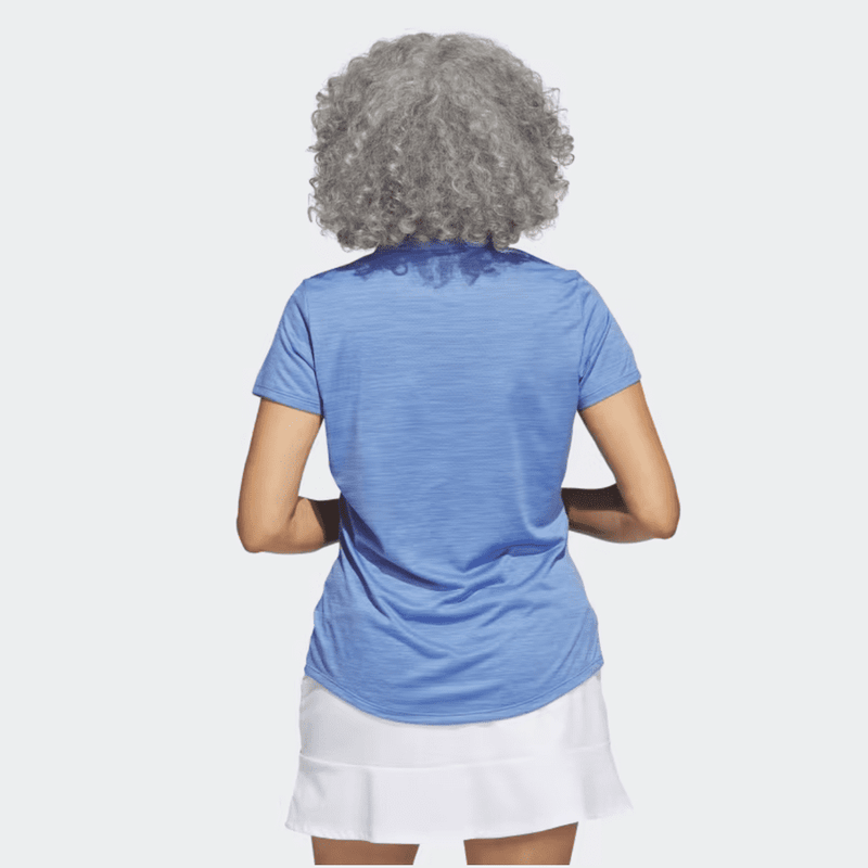 Adidas Ladies Space-Dyed Short Sleeve Polo Shirt - Blue