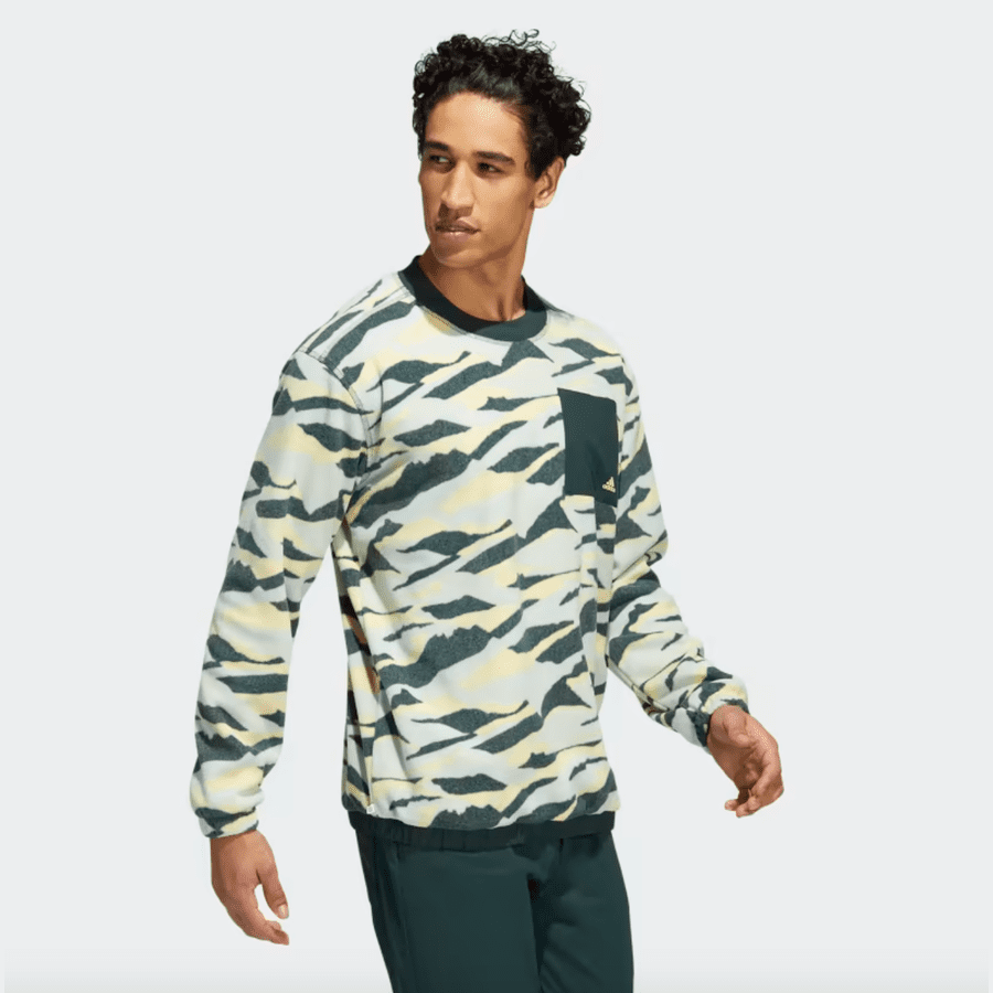 Adidas Texture-Print Crew Sweatshirt - Green