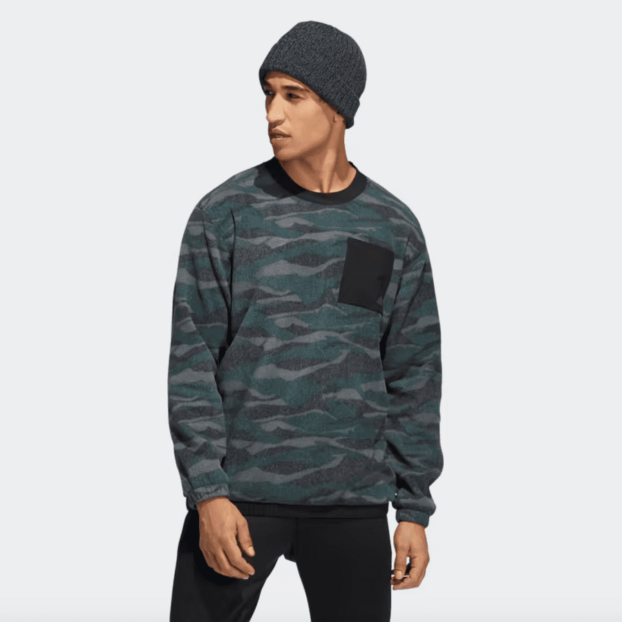 Adidas Texture-Print Crew Sweatshirt - Black