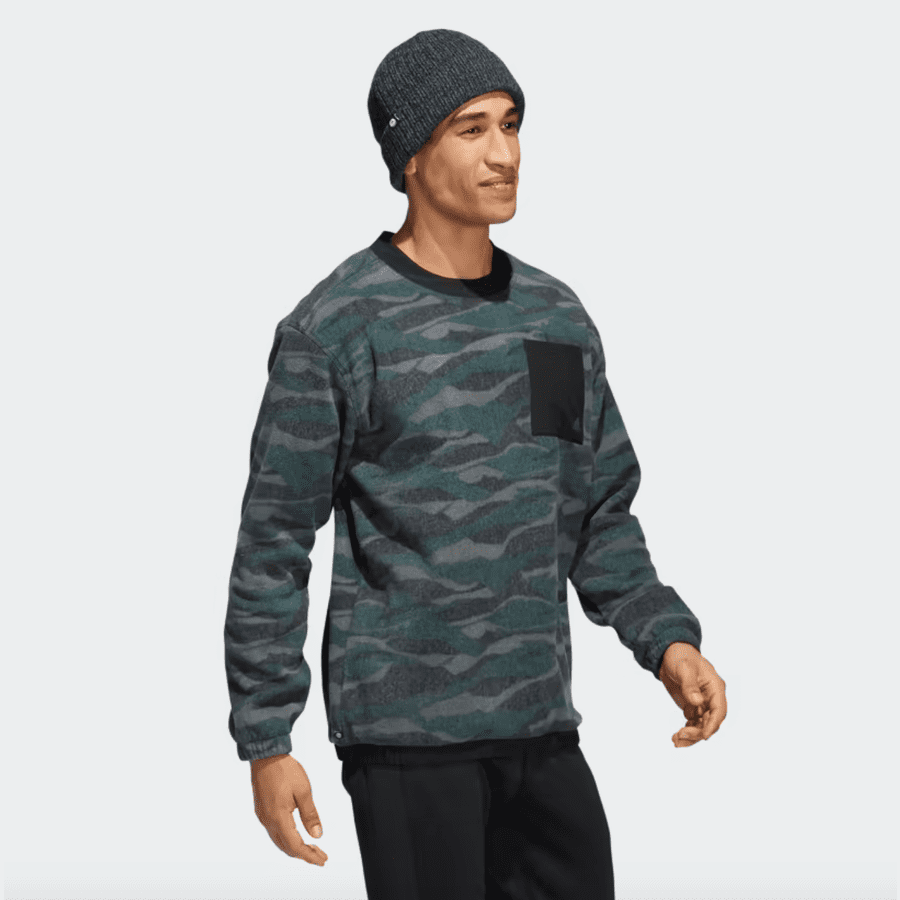 Adidas Texture-Print Crew Sweatshirt - Black