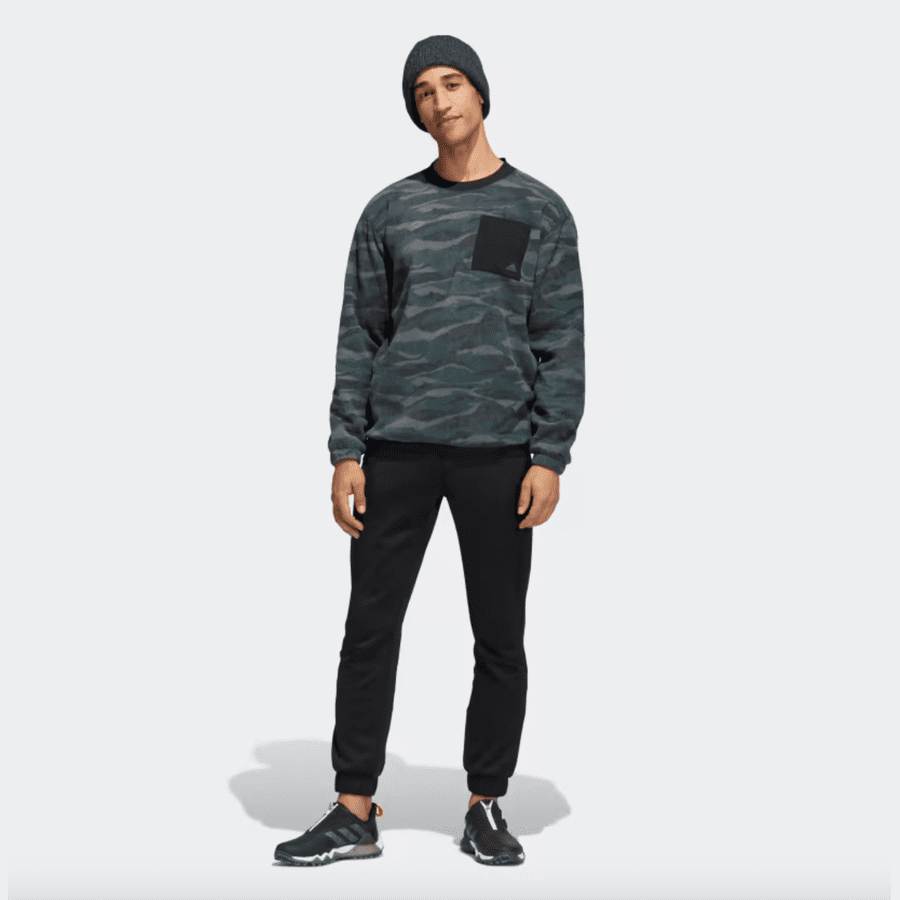 Adidas Texture-Print Crew Sweatshirt - Black