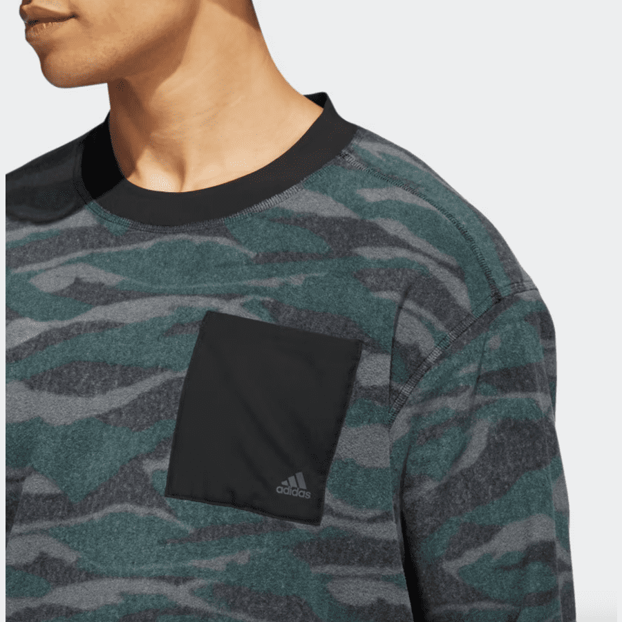 Adidas Texture-Print Crew Sweatshirt - Black