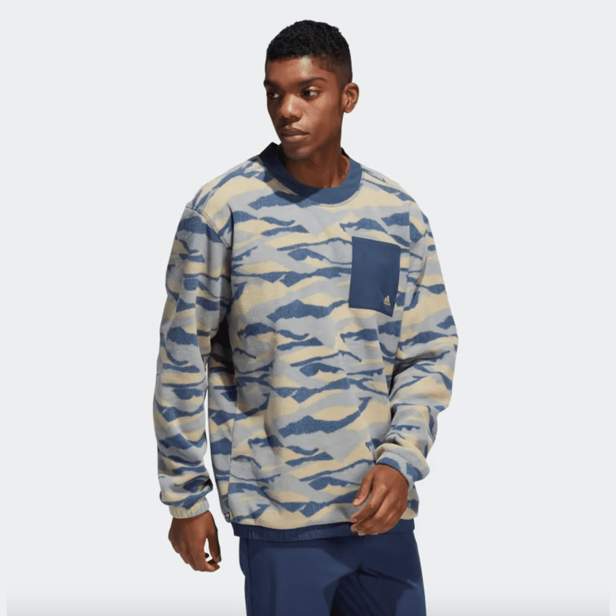 Adidas Texture-Print Crew Sweatshirt - Blue