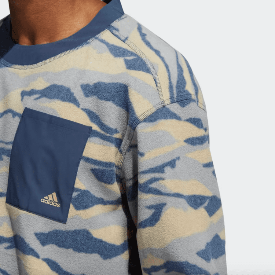 Adidas Texture-Print Crew Sweatshirt - Blue