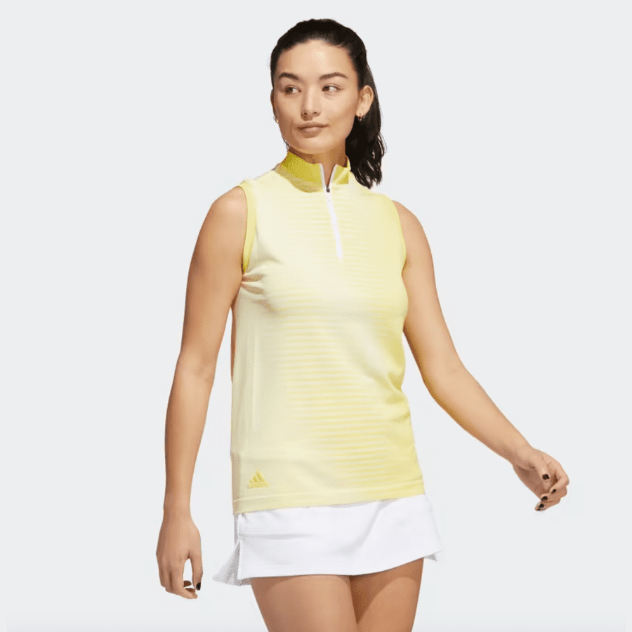 Adidas Ladies Primeknit Sleeveless Golf Polo Shirt - Yellow