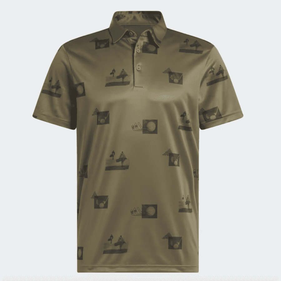 Adidas Allover-Print Golf Polo Shirt - Green