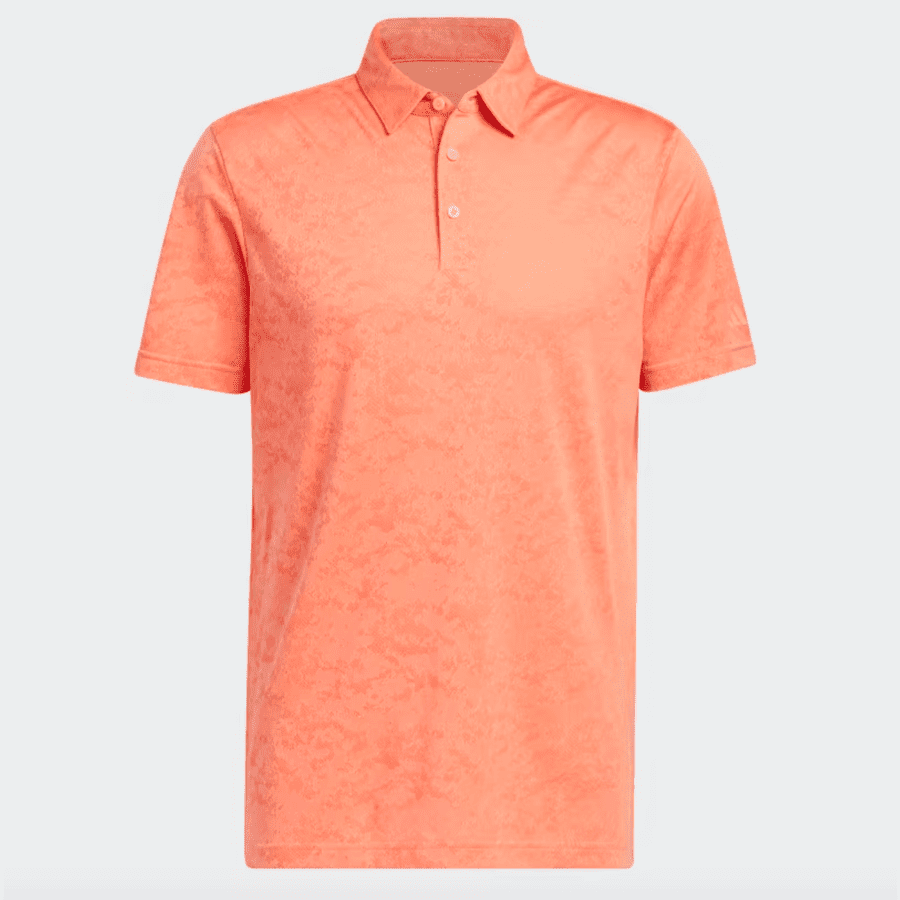 Adidas Textured Jacquard Golf Polo Shirt - Orange