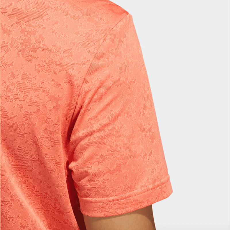 Adidas Textured Jacquard Golf Polo Shirt - Orange