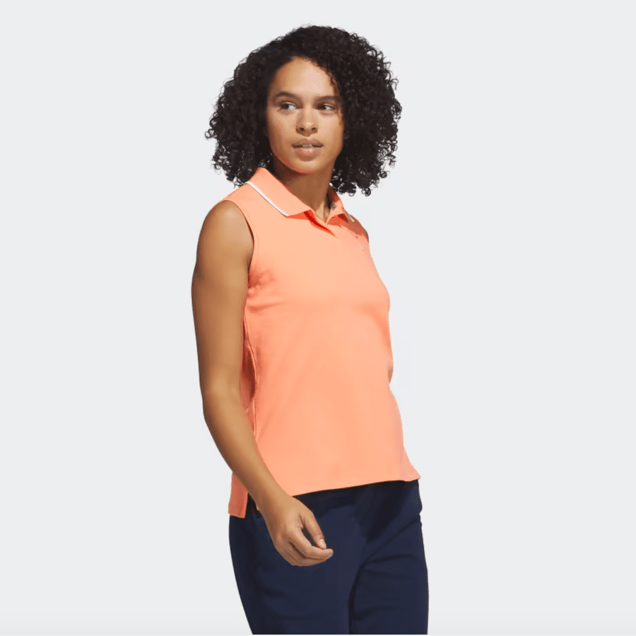 Adidas Ladies Go-To Piqué Sleeveless Golf Polo Shirt - Orange